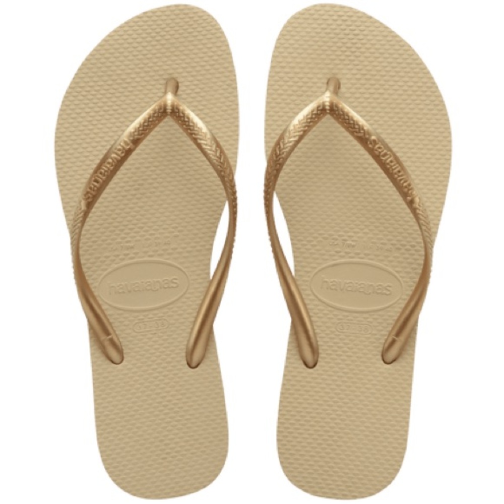 Havaianas Gold and Beige Flip Flops NEW
